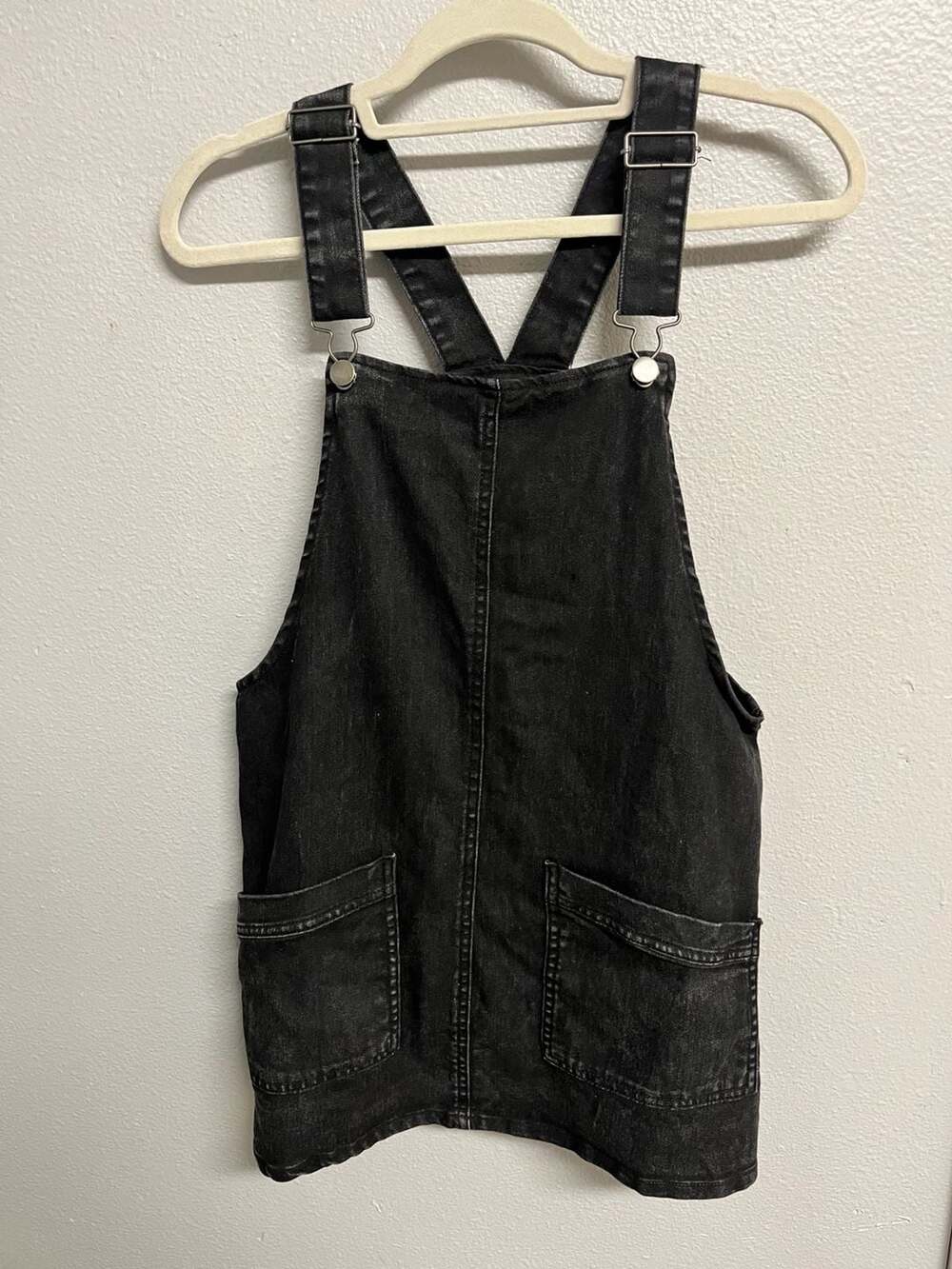 No Boundaries Black Denim Overall Dress Pinafore Size S